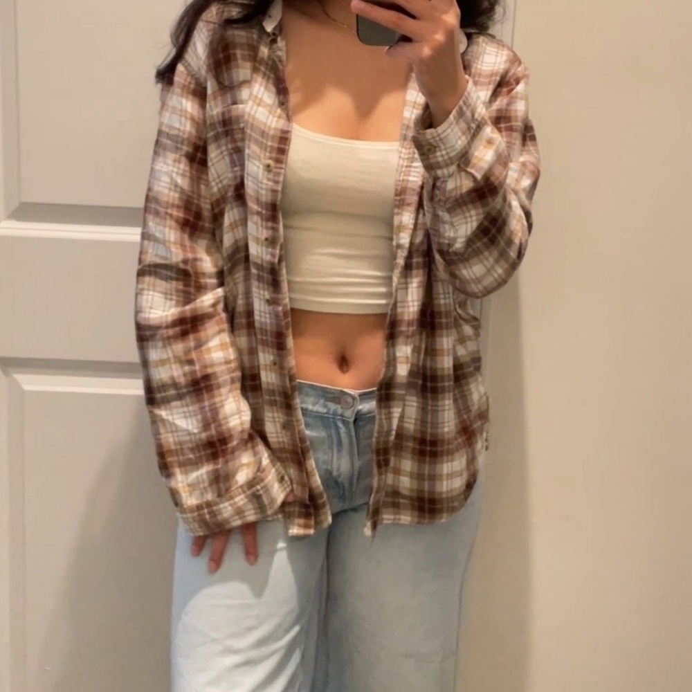 Women’s flannel brown American eagle trendy